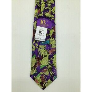 Verse 9 Ben Crump Neck Tie 100% Silk Purple Multi Color Floral W/ Hankerchief